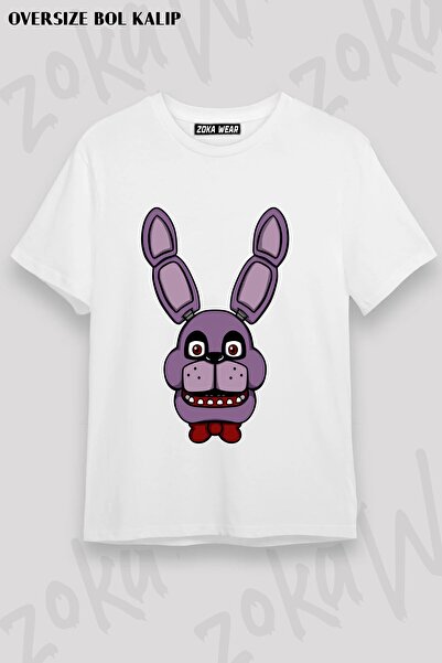 ZOKAWEAR Unisex Loose Fit Fnaf Five Nights V18 Printed T-Shirt