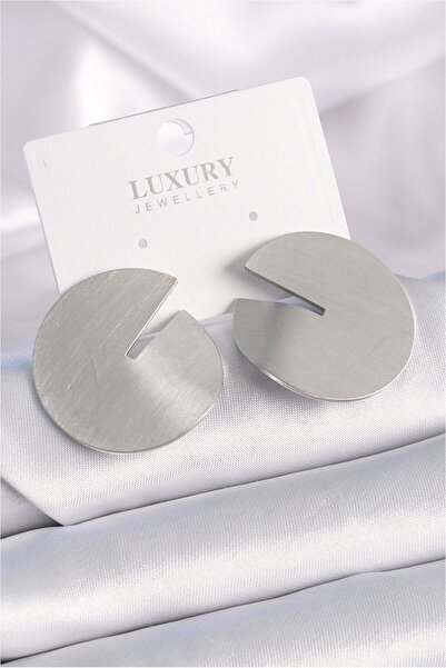 Generic Brand Brass Silver Color Circle Plate Model Women's Earrings