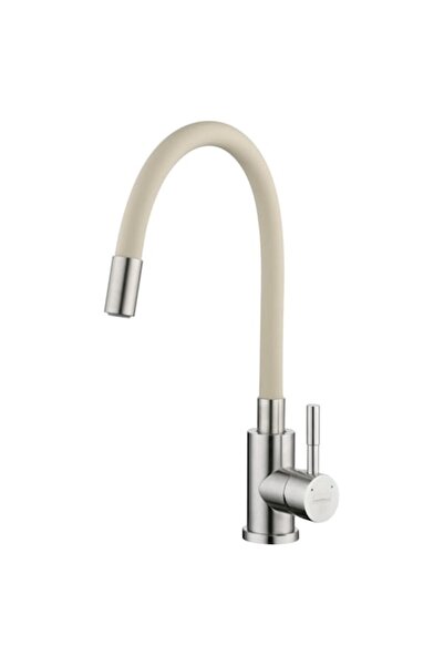 CASABLANCA Robinet bucătărie Twist, inox, pipa flexibilă silicon, alb