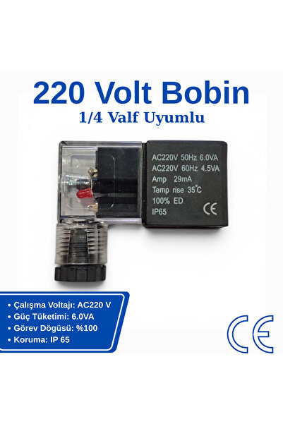 EMC 1/4 AC220V Valf bobini - AC220v bobin - Pnömatik valf bobini - 220 volt s...