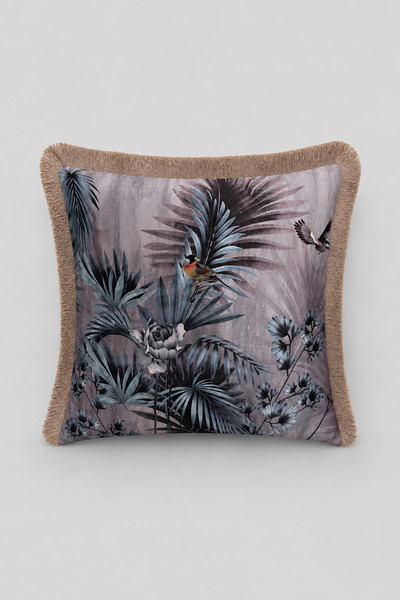 VISIONARIO Tropical Botanical Patterned Tasseled Babyface Woven Throw Pillow ...