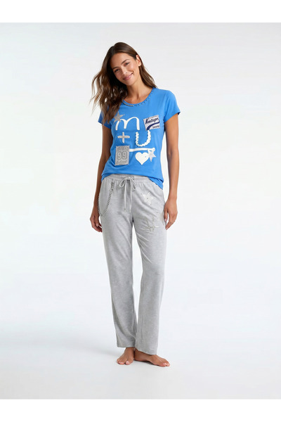 Levantino Women's pajama set, cotton Short sleeve two-piece casual pajamas