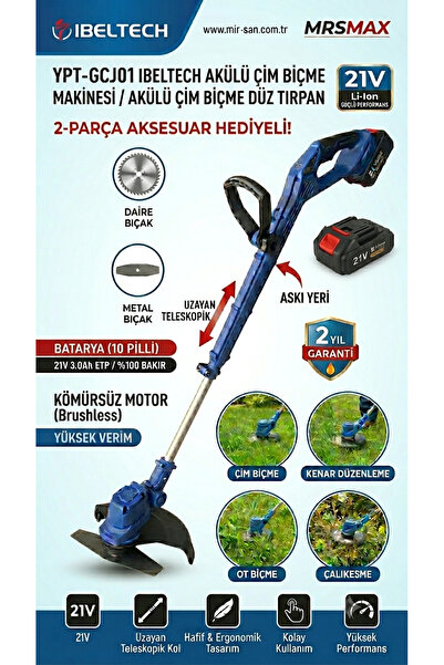 İBELTECH Akülü Çim Biçme Makinesi