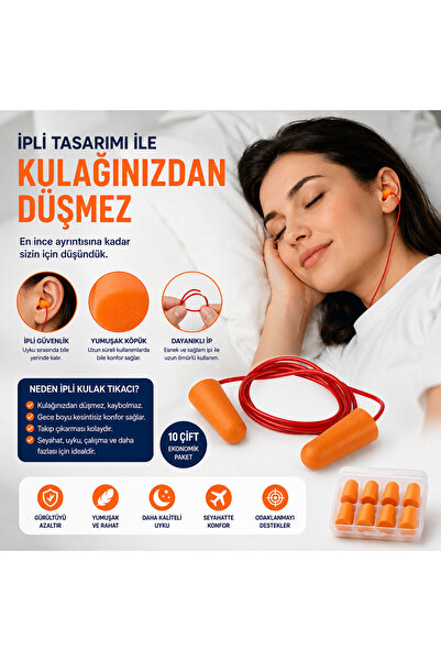 ery iş güvenliği ekipmanları Uyku İçin Gürültü Azaltıcı İpli Kulak Tıkacı 10 ...