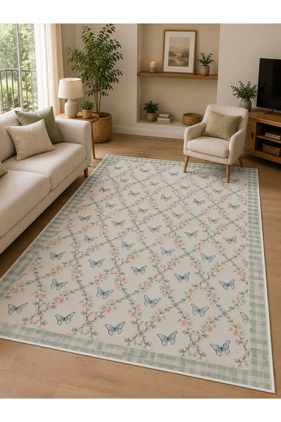 GECE HOME Dijital Kaymaz Baskılı Yıkanabilir Desenli Salon Halısı Mutfak Halı...