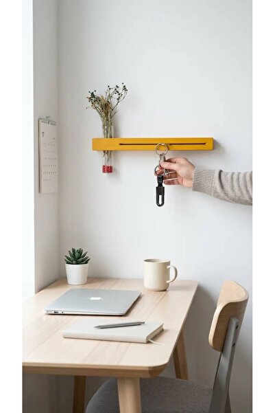 F&S Yazıcı Ticaret Anahtar askısı Kayın ağacı çiçeklik vazolu, Minimalist doğ...
