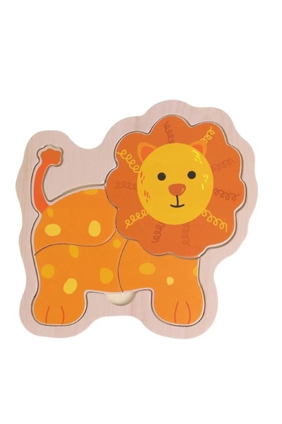 Jumbo Puzzle din lemn Leu (4 piese) 14 x 14 cm