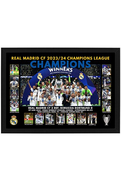 HWC Trading لوحة مؤطرة للفريق الرياضي ريال مدريد الفائز في دوري أبطال أوروبا ...