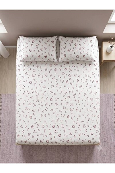 ŞENER HOME Lavinya Bumbac cu model floral dublu 30 cm. Set de cearșafuri elas...