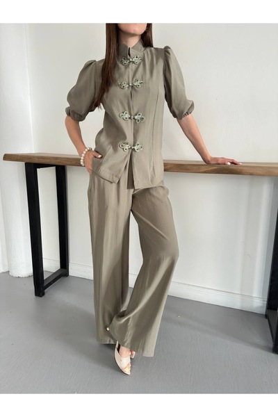 Ekim Store Set bluză și pantaloni chinezești cu nasturi
