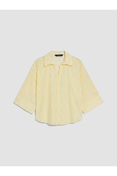 LC Waikiki Yellow Striped Oversized Poplin Women's Shirt
