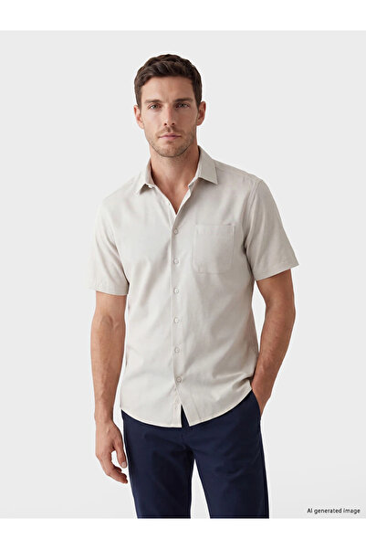 LC Waikiki Beige Regular Fit Patterned Men's Shirt