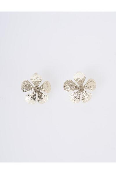 Kayra Textured Flower Earrings Gold