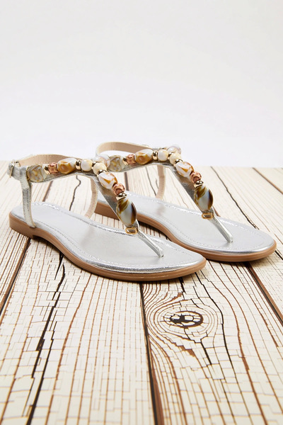 BENERLY Sandale cu toc plat pentru femei, cu curea în T, cu șiret la gleznă, ...