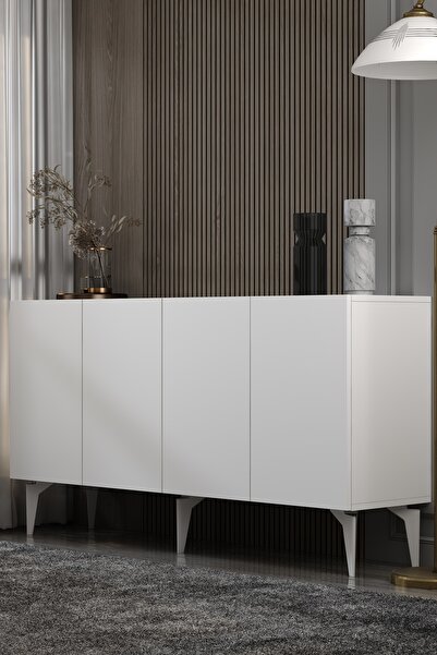 Dekortis Home Dekor KA150A1BG SADEM KONSOL ve TV SEHPASI, ÜNİTESİ BEYAZ-GÜMÜŞ