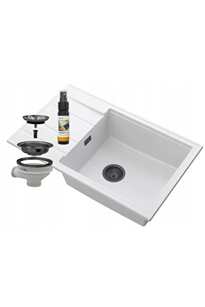 Granitan Set chiuveta cu sifon, solutie intretinere, Granitan, Granit, Alb/Negru