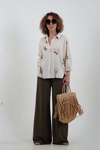 Zelish My Sister Khaki Elastic Waist Palazzo Pants
