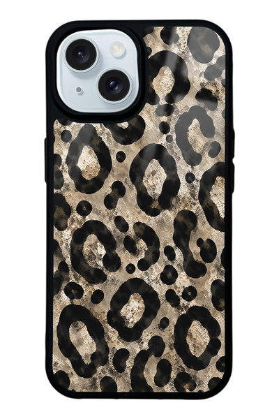 Spoyi iPhone 15 Brown Leopar Tasarımlı Glossy Telefon Kılıfı