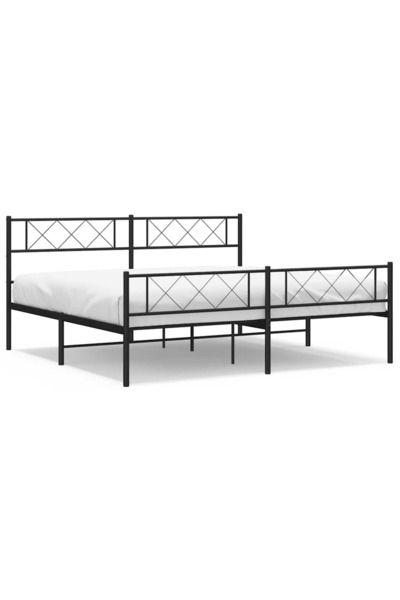 vidaxl Cadru pat metalic cu tăblii de cap/picioare, negru, 183x213 cm