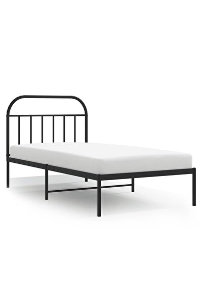 vidaxl Cadru de pat metalic cu tăblie, negru, 100x190 cm