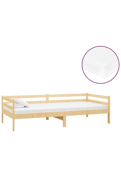 vidaxl Pat de zi cu saltea, 90x200 cm, lemn masiv de pin