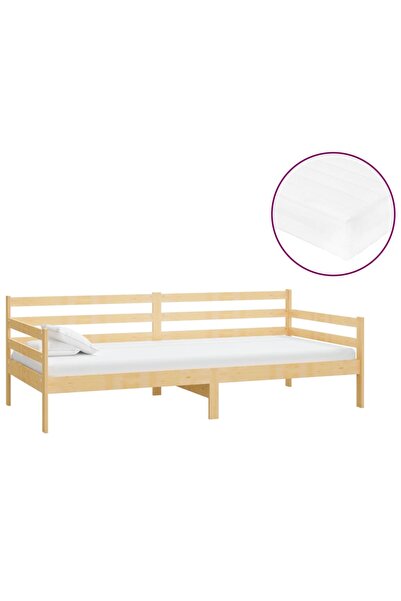vidaxl Pat de zi cu saltea, 90x200 cm, lemn masiv de pin