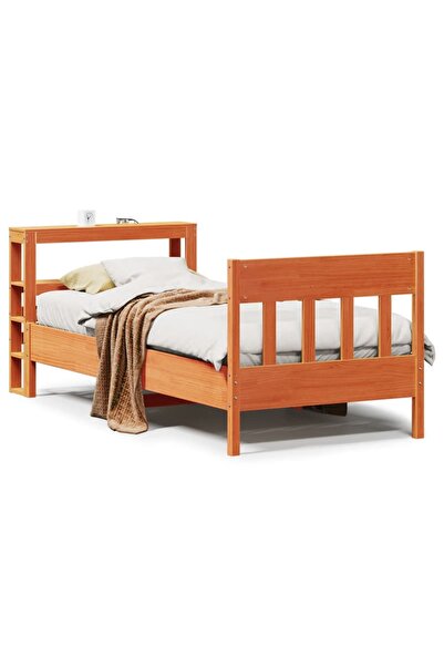 vidaxl Cadru pat fără saltea, maro ceruit, 75x190 cm, lemn masiv pin