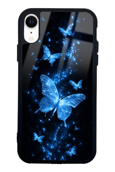 Spoyi iPhone Xr Blue Galaxy Butterfly Design Glossy Phone Case