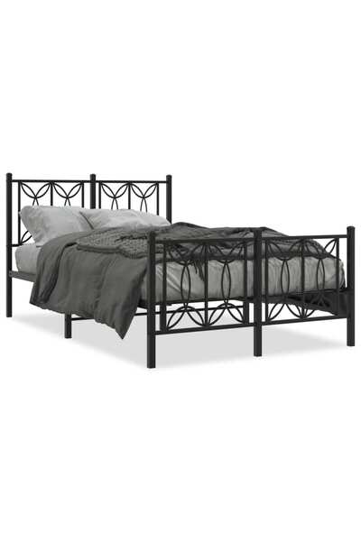 vidaxl Cadru pat metalic cu tăblie de cap/picioare, negru, 120x190 cm