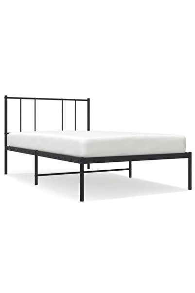 vidaxl Cadru de pat din metal cu tăblie, negru, 100x200 cm