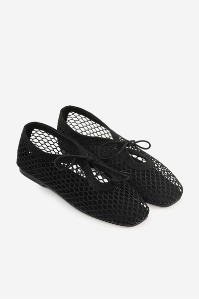 SHOEMARK Fila Siyah File & Suni Süet Kadın Babet