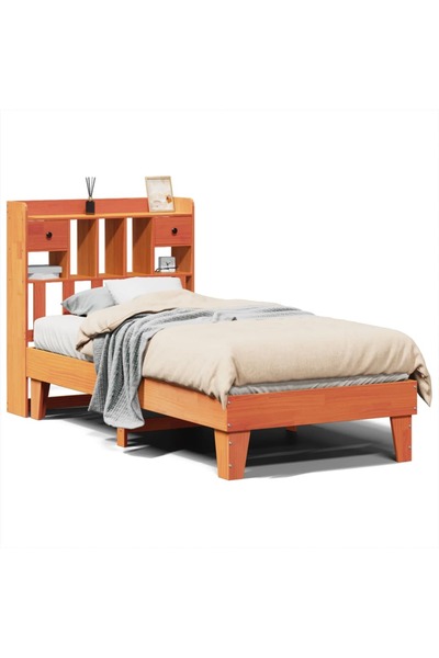 vidaxl Cadru pat fără saltea, maro ceruit, 75x190 cm, lemn masiv pin