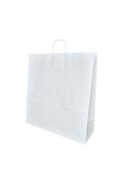 Papette Set 500 bucăți Pungi hârtie Kraft Alb, mânere hârtie rasucită, 45 x 4...
