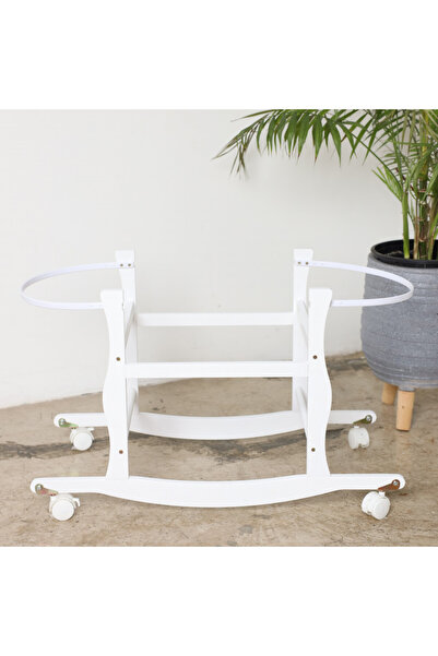 Baby Cara Rocking Moses Basket Stand with Wheels Portable Wooden Baby Bassine...
