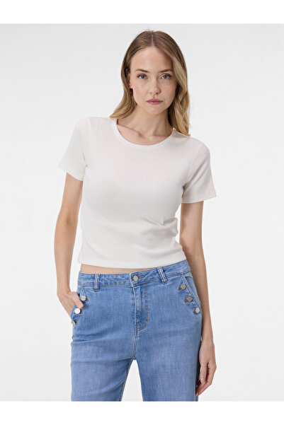 ORSAY Tricou crop cremos de damă cu mânecă scurtă