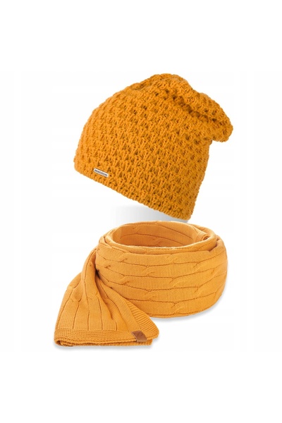 Brødrene Set caciula si fular dama Brodrene, Acril, Galben