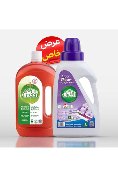 Go Green Antiseptic and Disinfectant 750 ML + Floor Cleaner Lilly Valliy 1 LTR