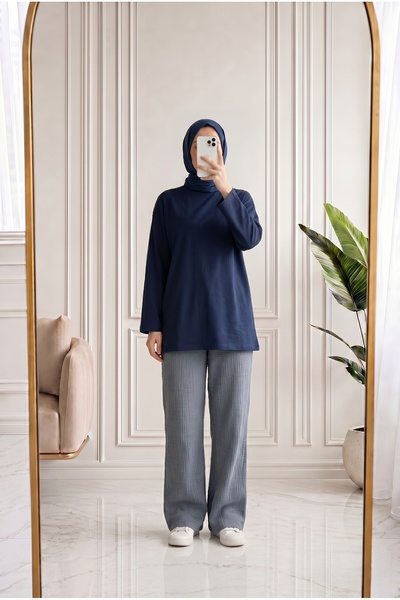 MİHRA STORE Aybanu muslin pantalone-MT523 antracit