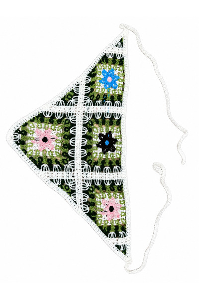 Sibel Günay Butik Bandană de păr triunghiulară tricotată manual cu motiv flor...
