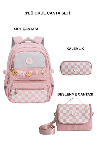 Color Bags طقم حقائب مدرسية 3 قطع B65 وردي
