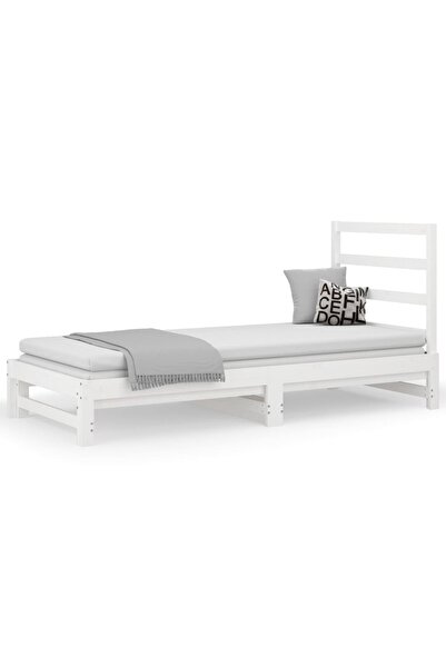 vidaxl Pat de zi extensibil, alb, 2x(90x190) cm, lemn masiv de pin