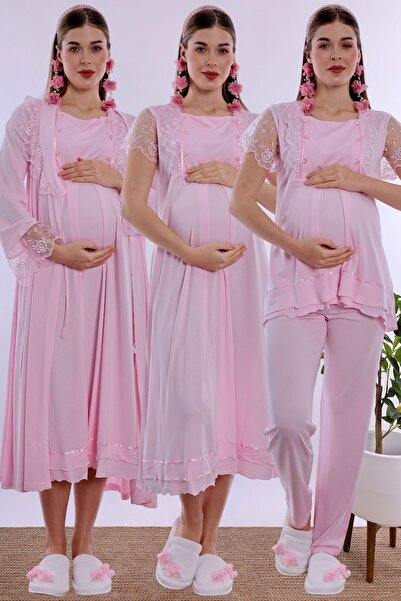ByLohusa Cotton Maternity and Breastfeeding Set Effortt - Pink