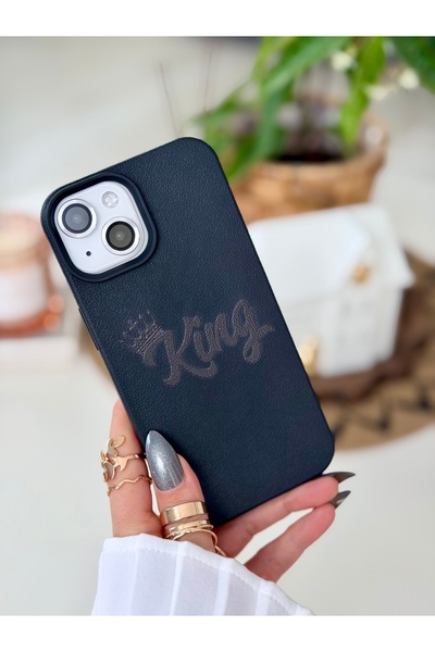Go Aksesuar Iphone 15 - 14 - 13 Uyumlu KİNG Baskı Desenli Darbe Önleyici Esne...