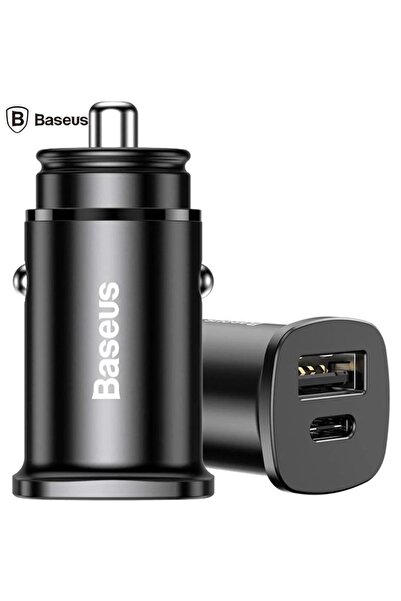 Baseus Încărcător auto pătrat 30W USB/USB-C Negru