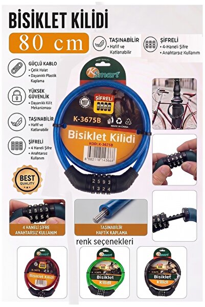 Artmaster Lacăt pentru bicicletă cu combinație albastru 80 cm 1 bucată K-3675...