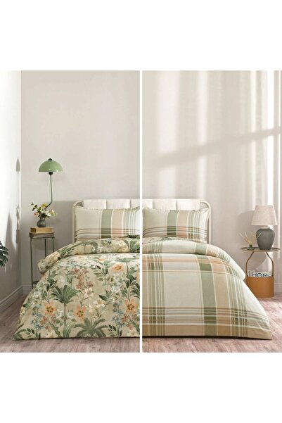 Taç Lenjerie de pat dublu cu 2 fete Luneste, bumbac 100%,TAC, model floral/ge...