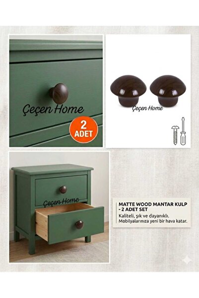 ÇEÇEN HOME (2 Pieces) Mushroom Button Handle Drawer Cabinet Door Handle Singl...