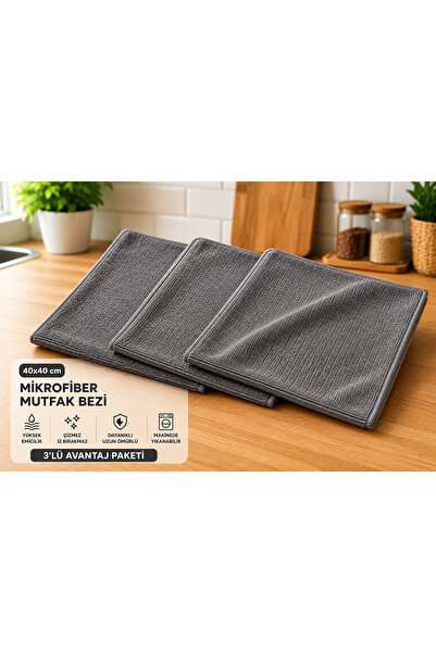 YDGR Mikrofiber Temizlik Bezi 40x40 cm 3'lü Paket Cam Mutfak Banyo Bezi