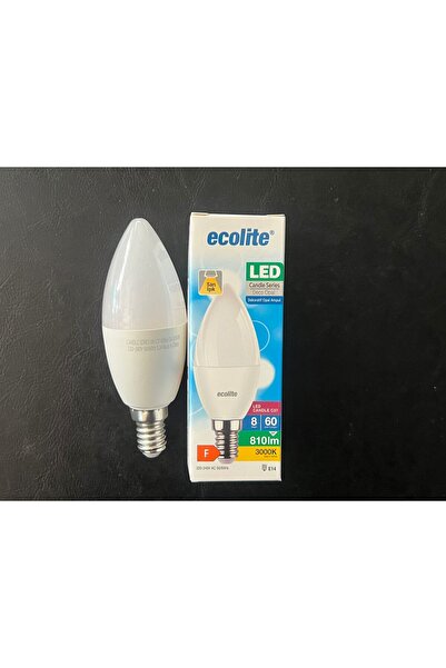 Ecolite 8 WATT E-14 DUYLU 810 LÜMEN 3000 KELVİN SARI IŞIK C35 OPAL LED AMPUL