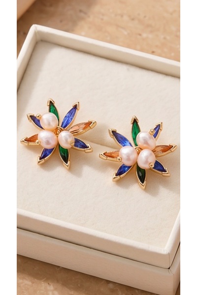 HOSBUTIK Design Colorful Zircon Stone Earrings